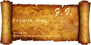 Fridrik Irma névjegykártya